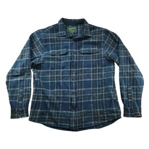 Woolrich Green Label Plaid Flannel Shirt Blue Brown L Heritage